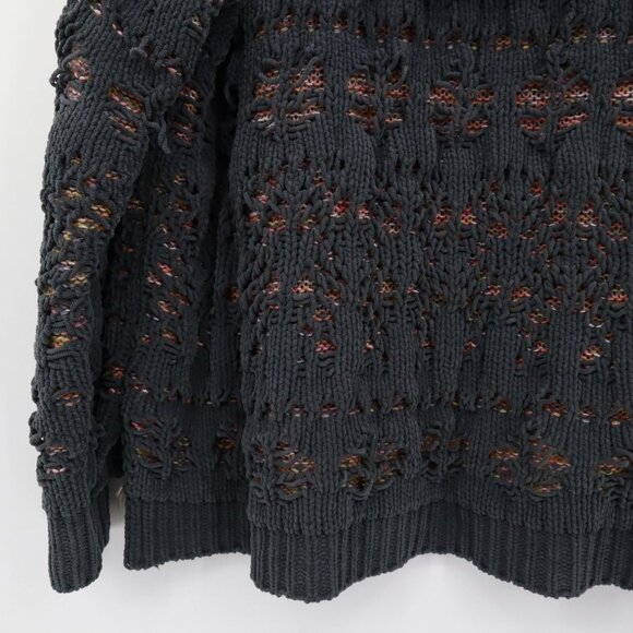 POL Chunky Distressed Sweater Womens S Purple Grunge Boho Normcore Hooded - Picture 13 of 16